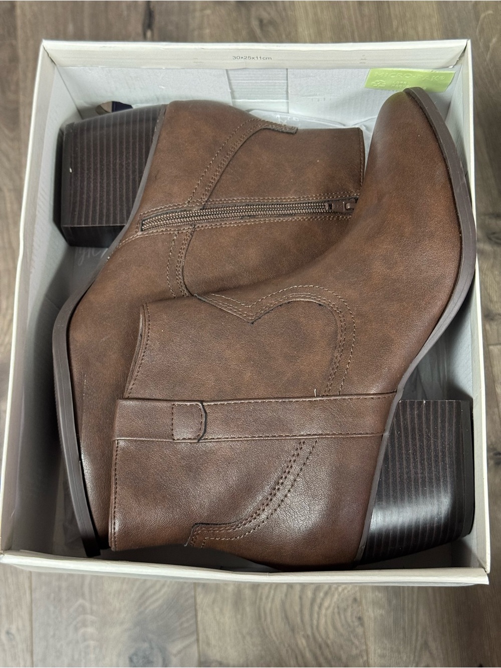 STYLE & CO Cowboy Western Boots Size 11 Brown Faux Leather Macy's NEW $80 msrp - Picture 1 of 12